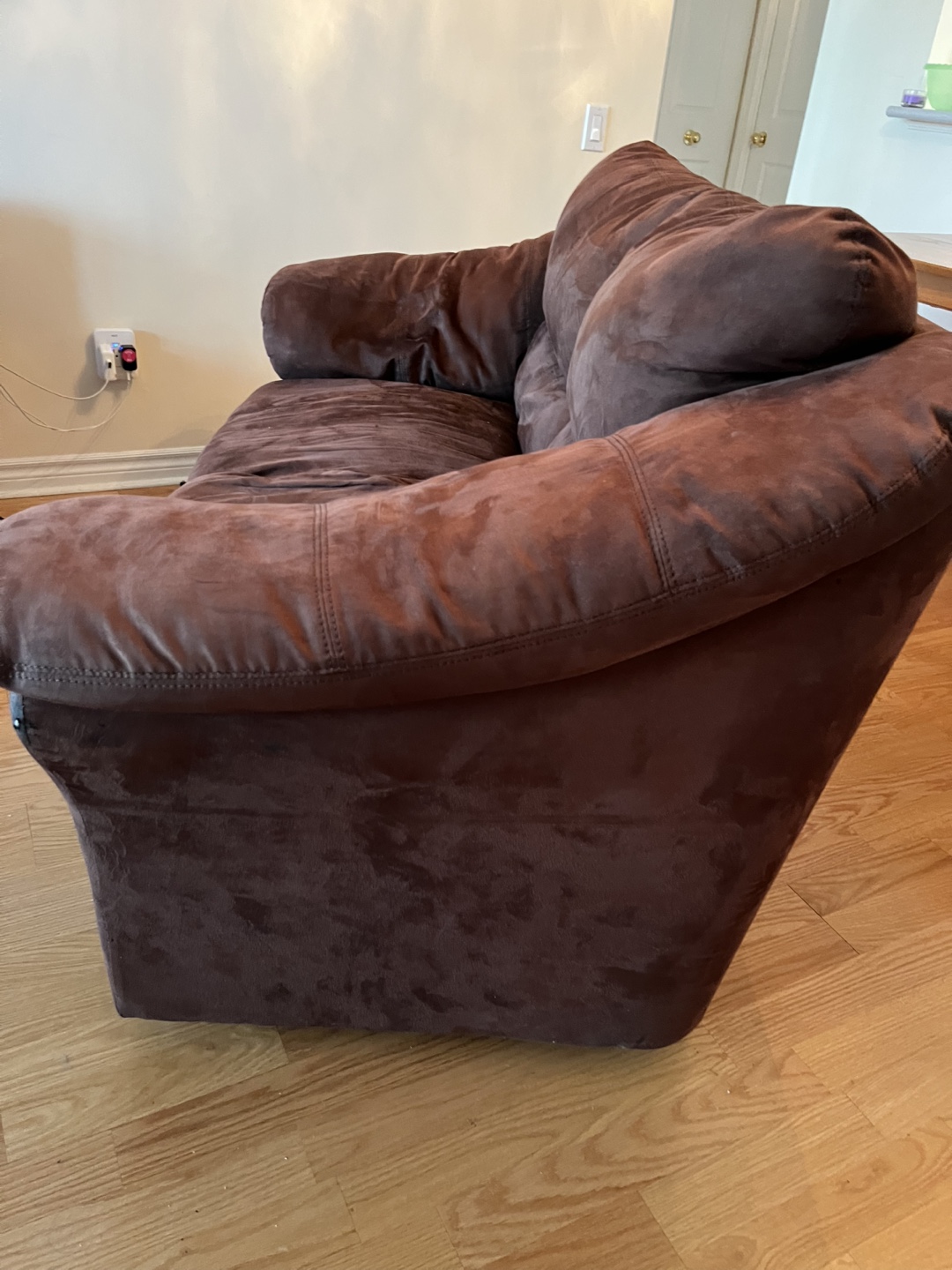 Brown Suede Loveseat Couch - photo 4