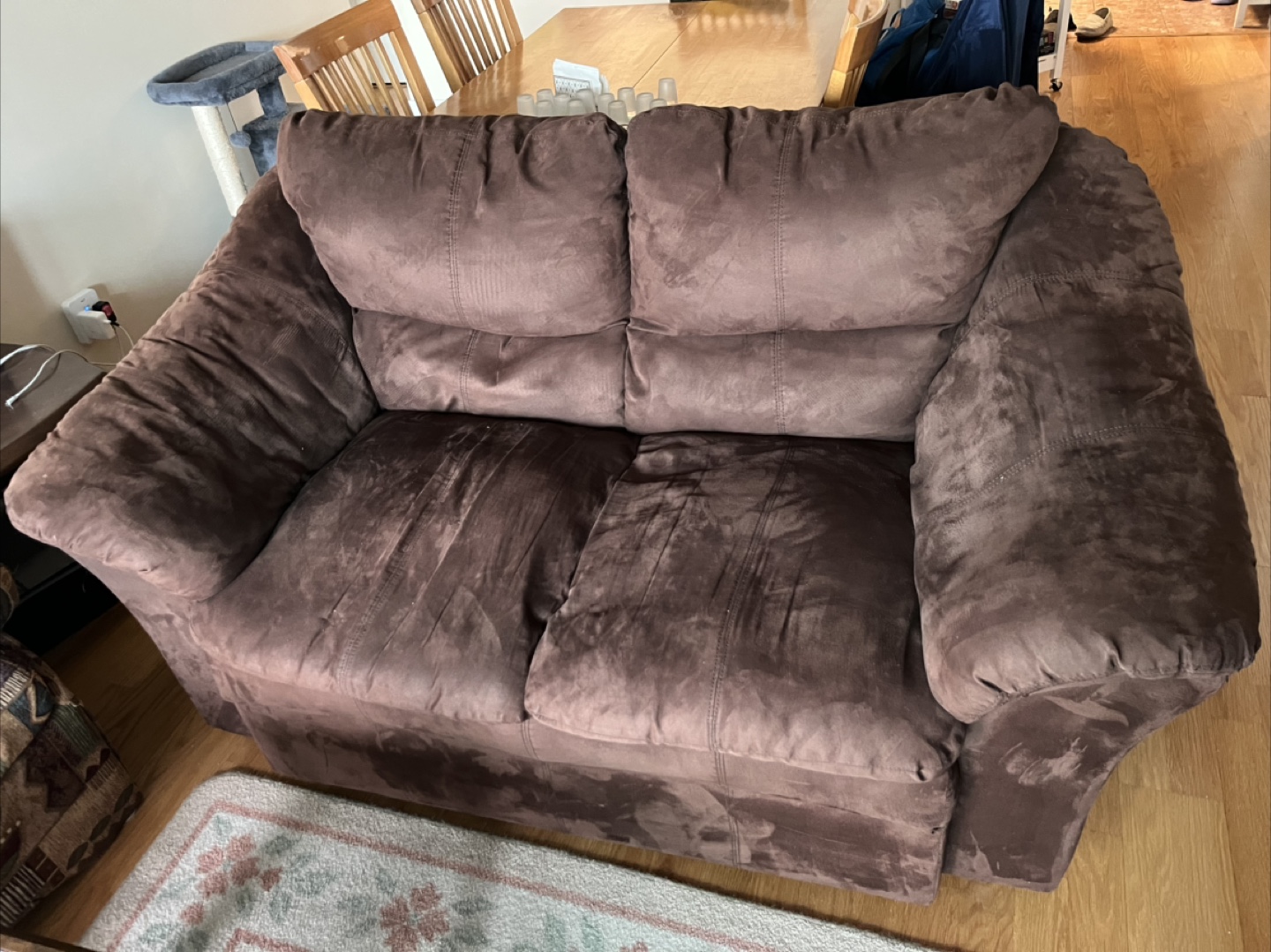 Brown Suede Loveseat Couch
