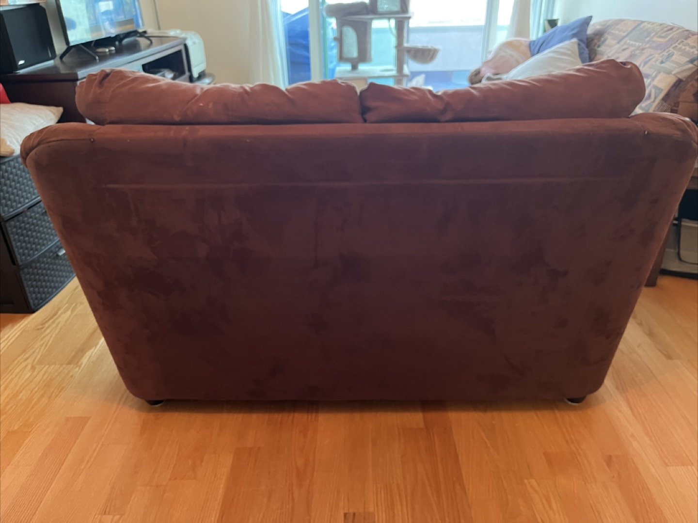 Brown Suede Loveseat Couch - photo 3