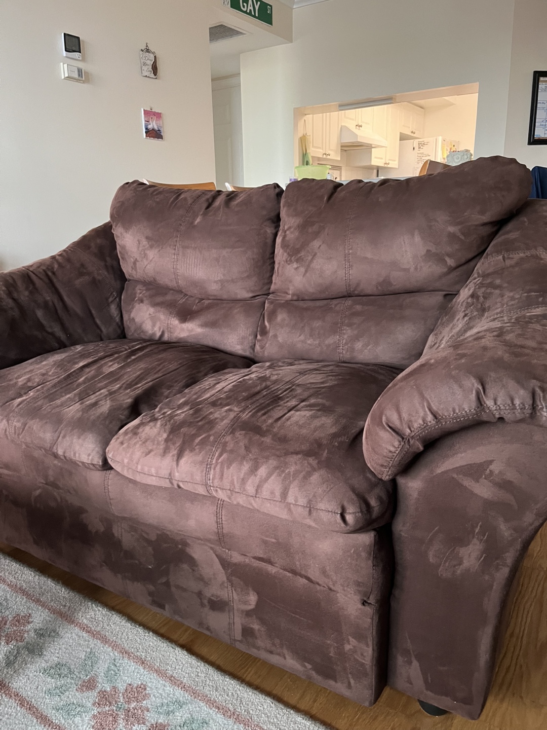 Brown Suede Loveseat Couch - photo 2