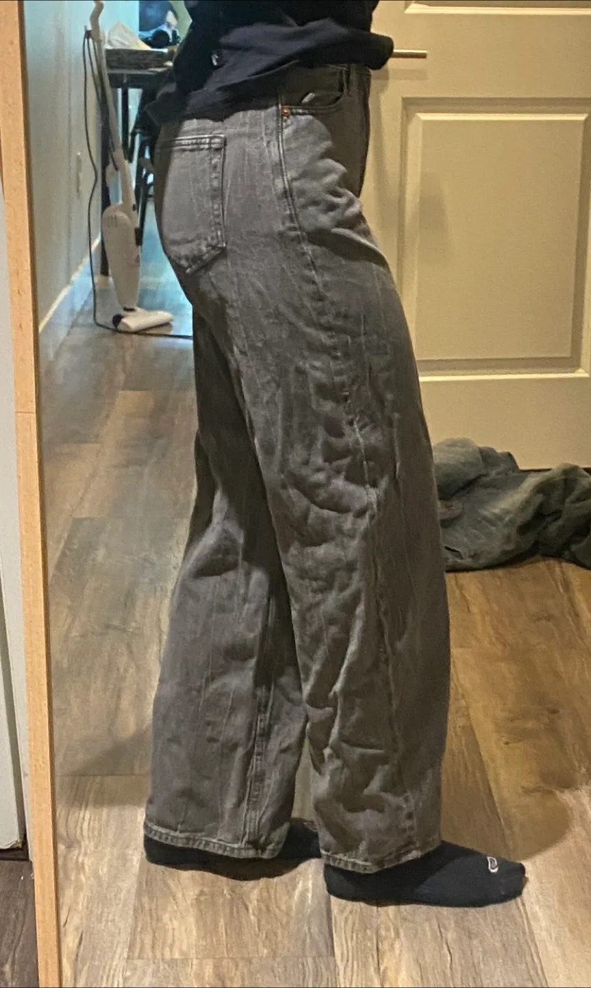 Dark Grey Wide Leg Baggy Jeans