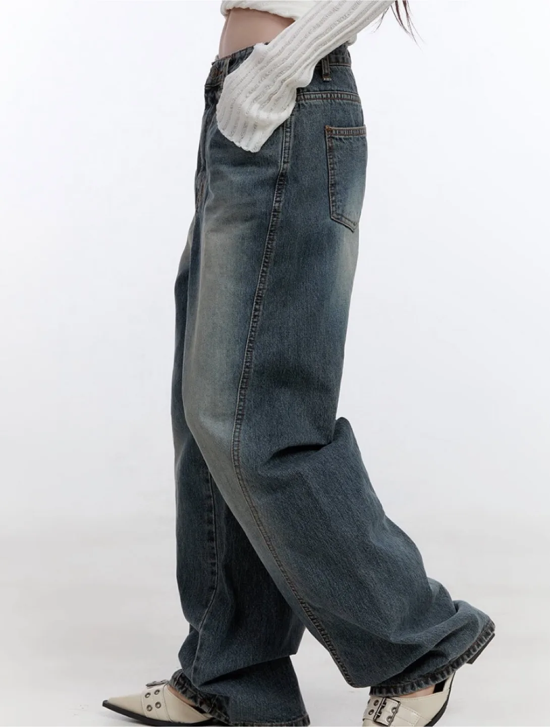 LEWKIN Lucia Stitched Denim Baggy Jeans Size S (Small) image indicator(7)