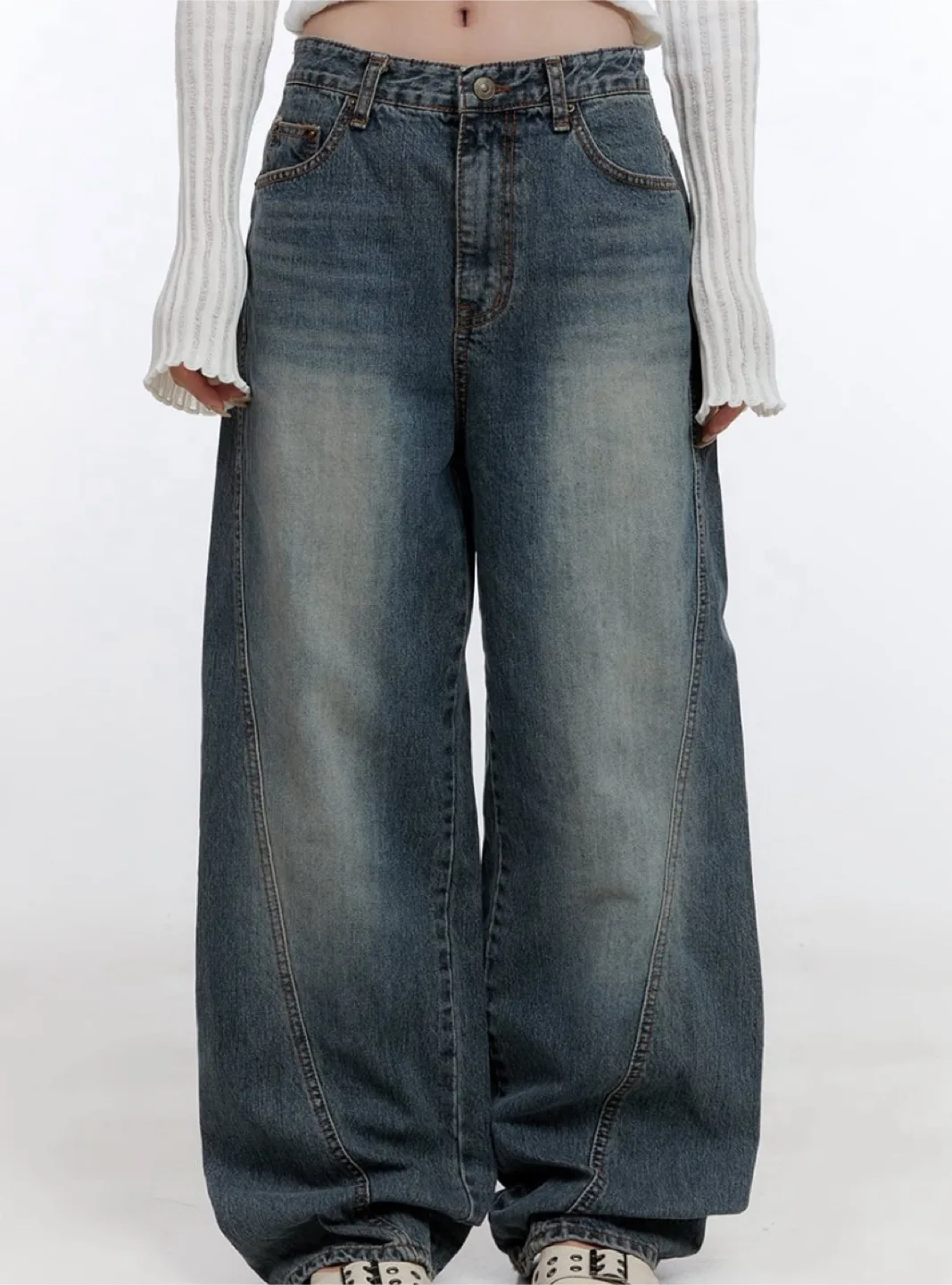 LEWKIN Lucia Stitched Denim Baggy Jeans Size S (Small) image indicator(6)