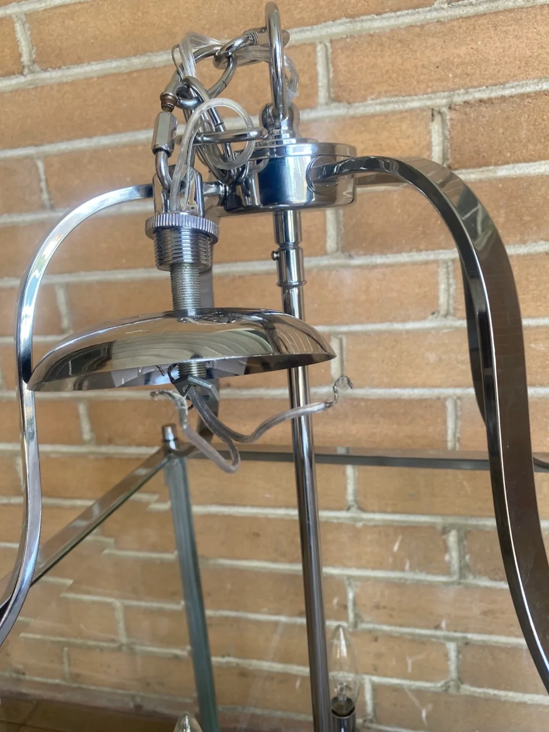 Chrome and Glass Lantern Chandelier image indicator(4)