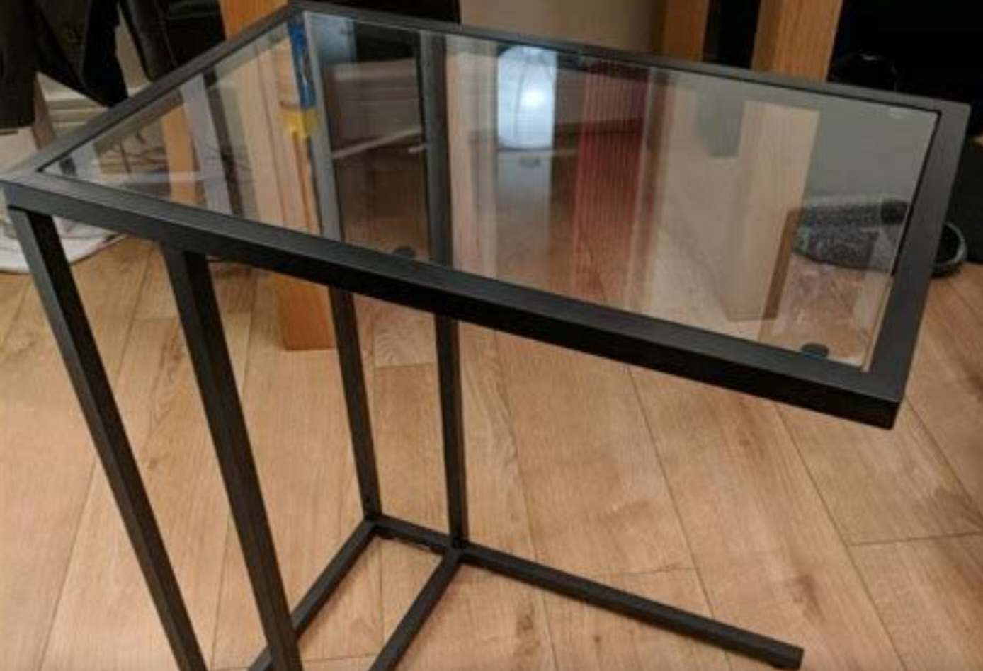 Black Metal and Glass Side/ Laptop Table