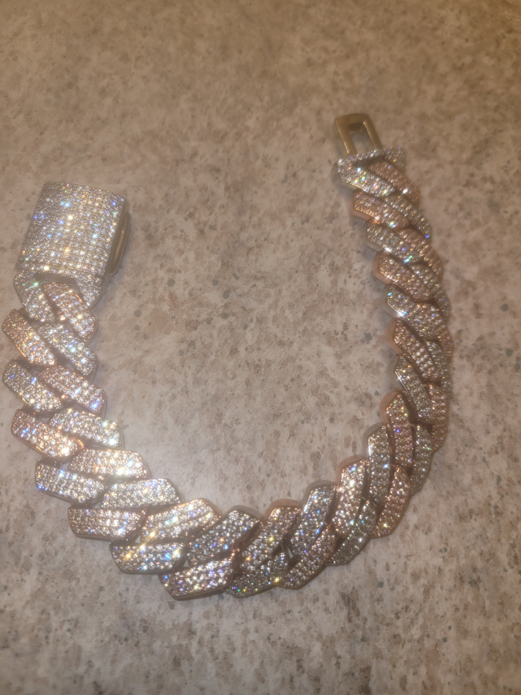 two tone  Iced Out Cuban Link Bracelet - photo 2