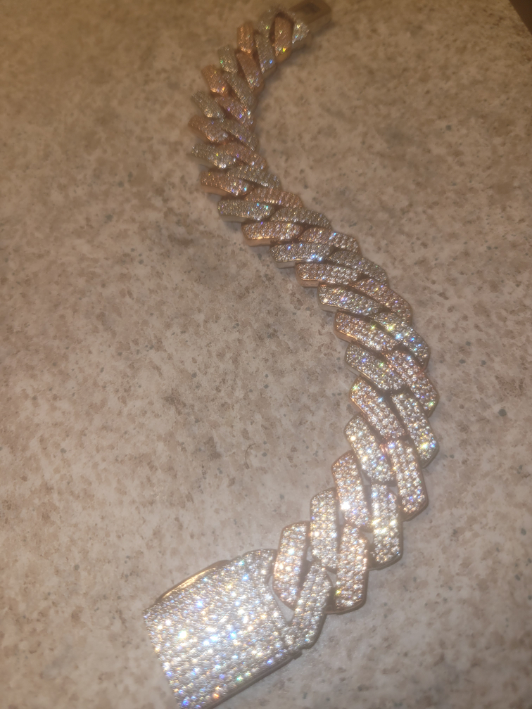 two tone  Iced Out Cuban Link Bracelet - photo 5