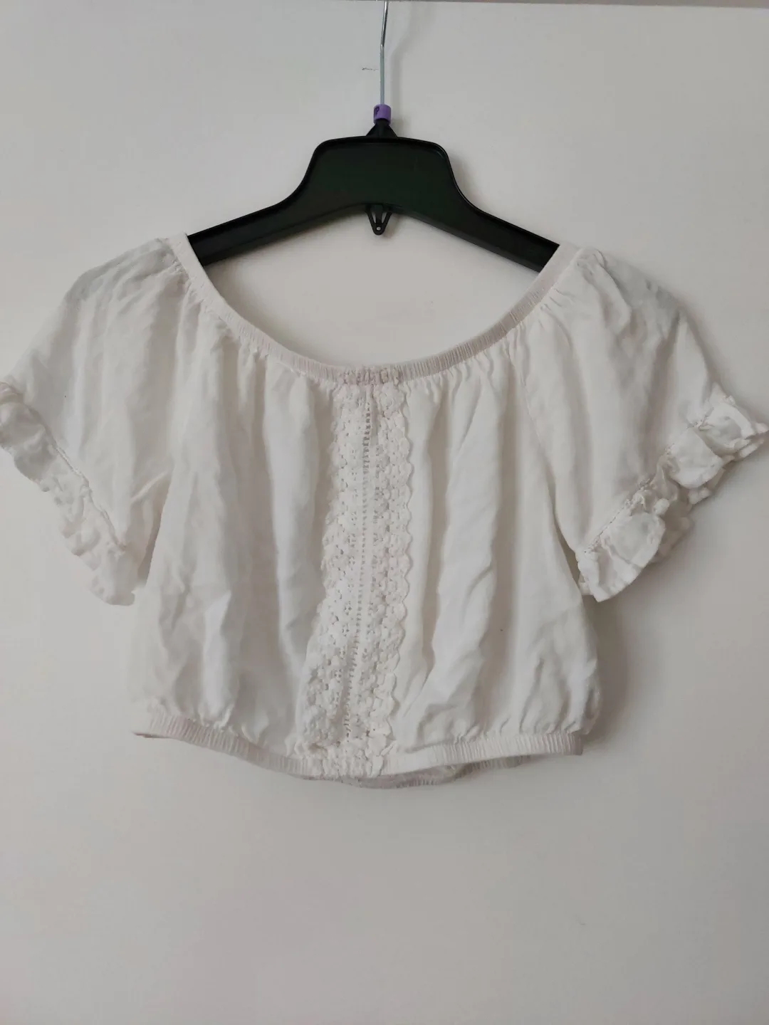 Ocean Drive White Crochet Detail Crop Top Size Small thumbnail