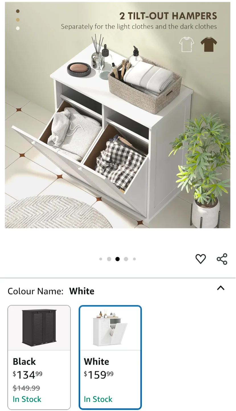 White Laundry Cabinet with 2 Tilt-Out Hampers image indicator(2)