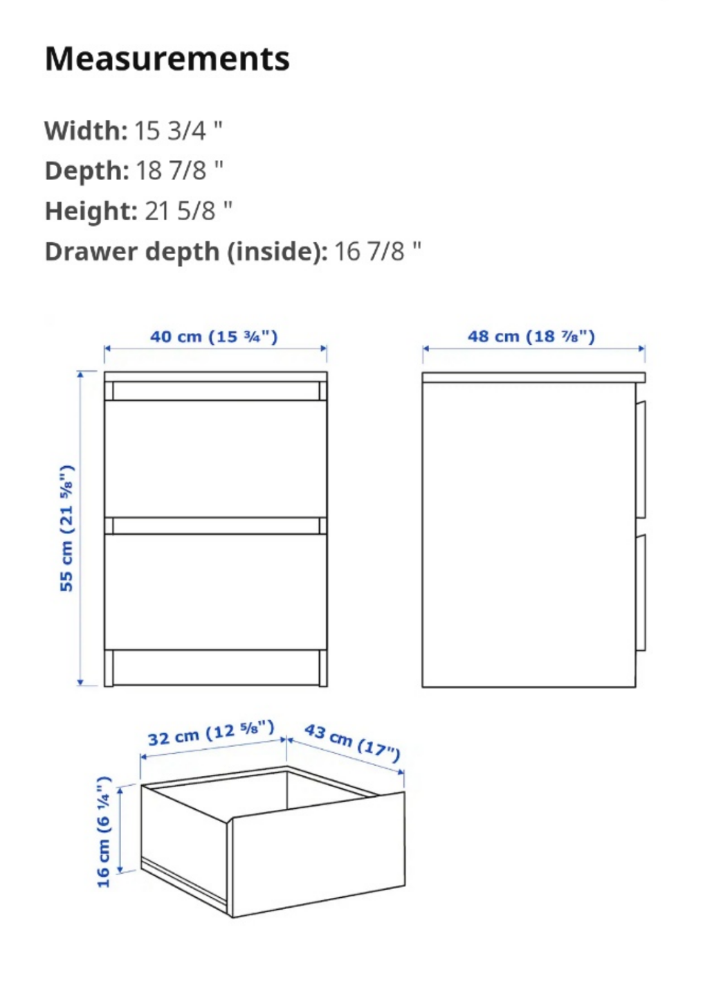2 x  IKEA MALM 2-Drawer Nightstands in White - photo 2