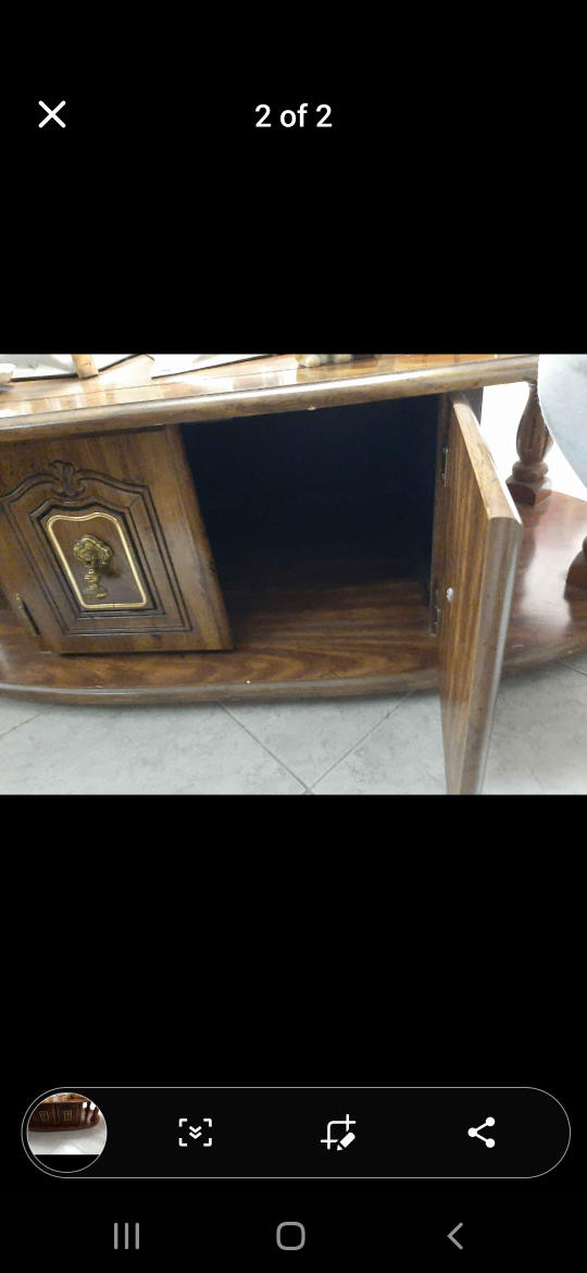 Vintage Oval Wood Coffee Table with Storage