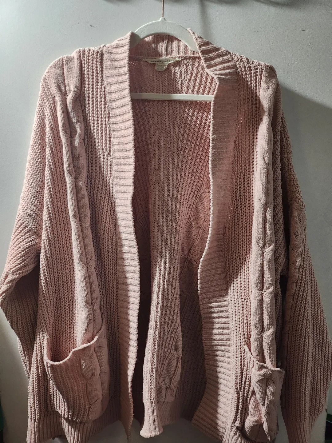 Women's Aeropostale Pink Cable Knit Cardigan Sweater Size XL thumbnail