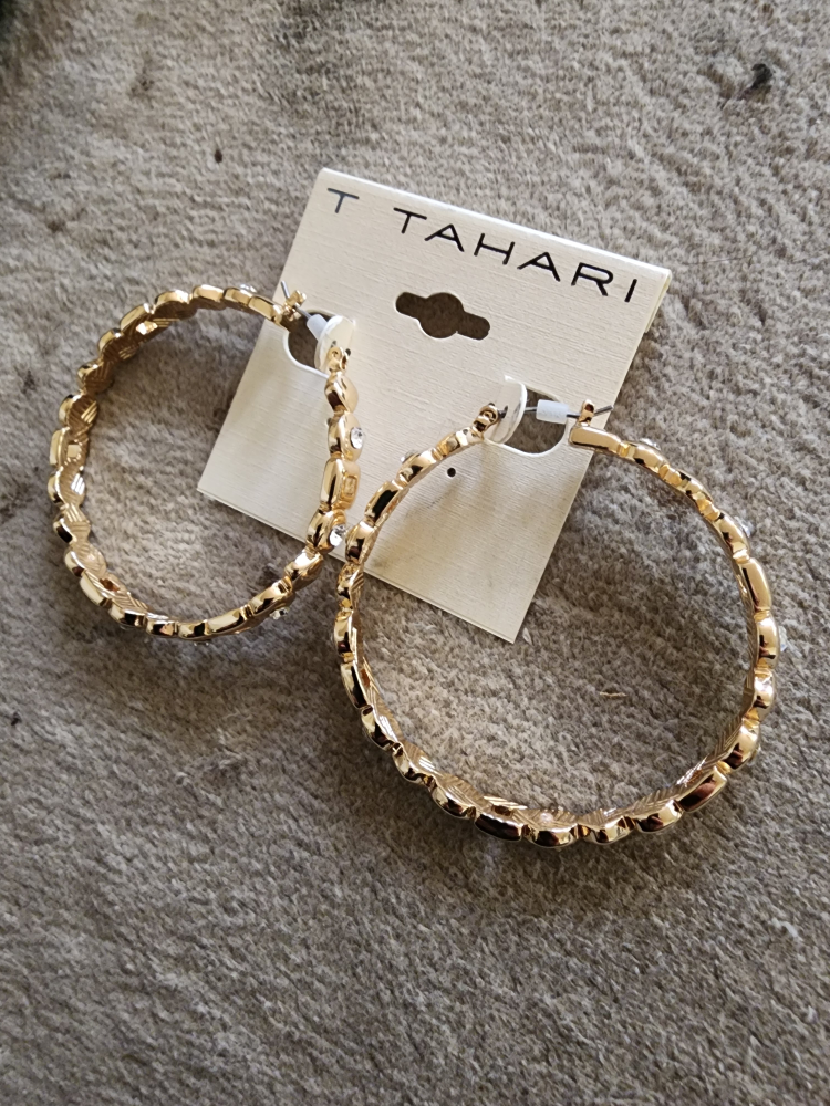 T Tahari Gold-Tone Crystal Hoop Earrings - photo 5