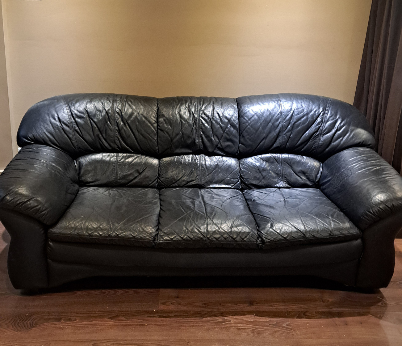 Black Faux Leather Sofa
