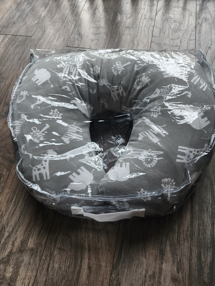 Grey and White Animal Print Baby Nursing Pillow