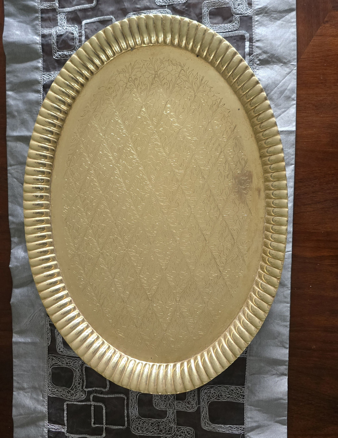 vintage brass etched tray.