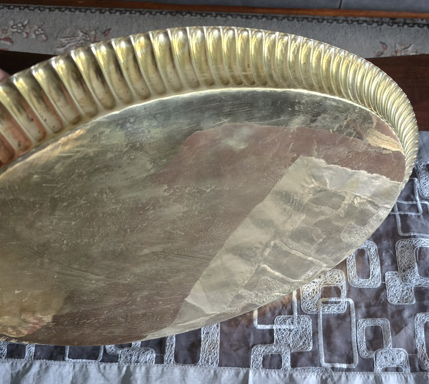 vintage brass etched tray. - photo 3