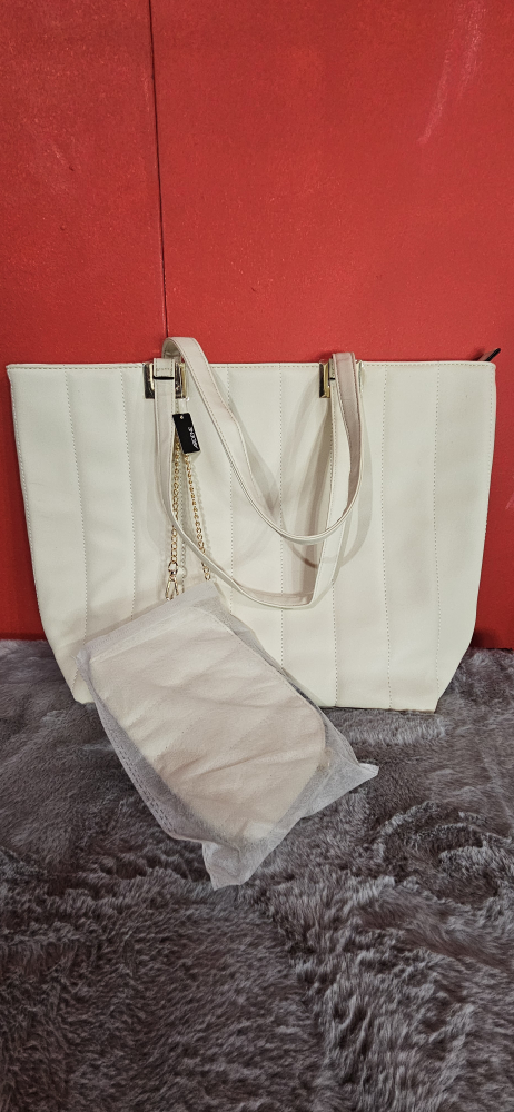 Cream-coloured Tote Bag with Detachable Pouch