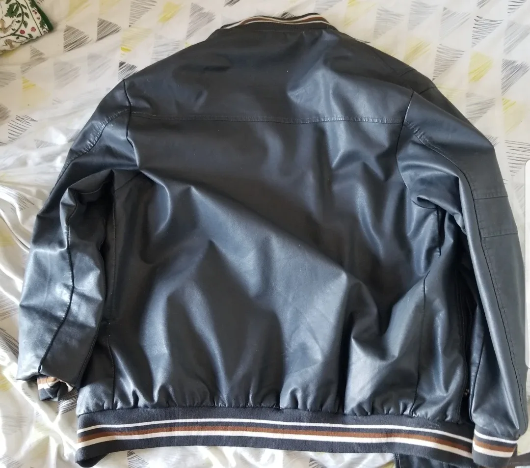 Men's Vertical Horizon XXL Faux Leather Bomber Jacket image indicator(2)