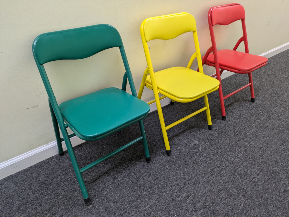 3 kids toddler Folding Chairs - Red, Yellow, Teal - photo 2
