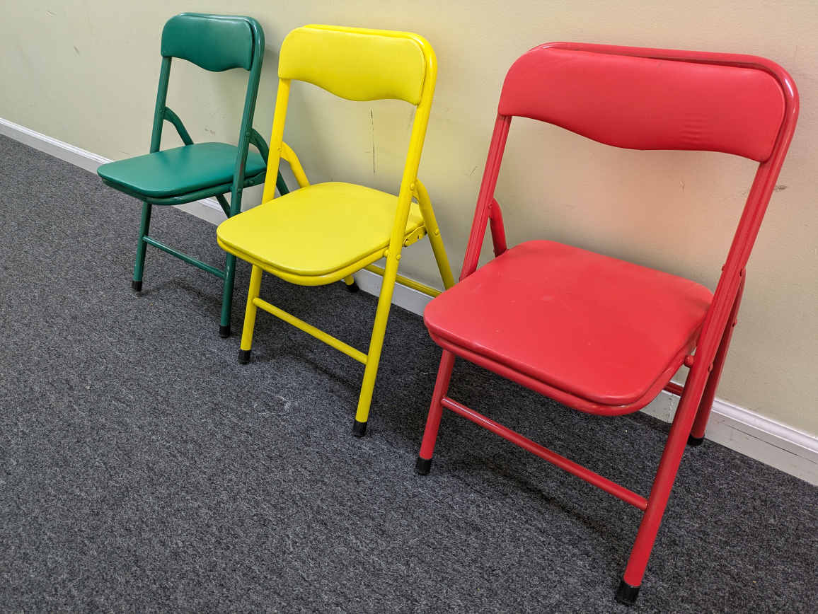 3 kids toddler Folding Chairs - Red, Yellow, Teal - photo 3