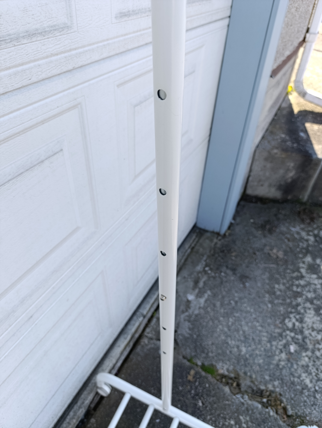 White Metal Garment Rack with Wheels - photo 2