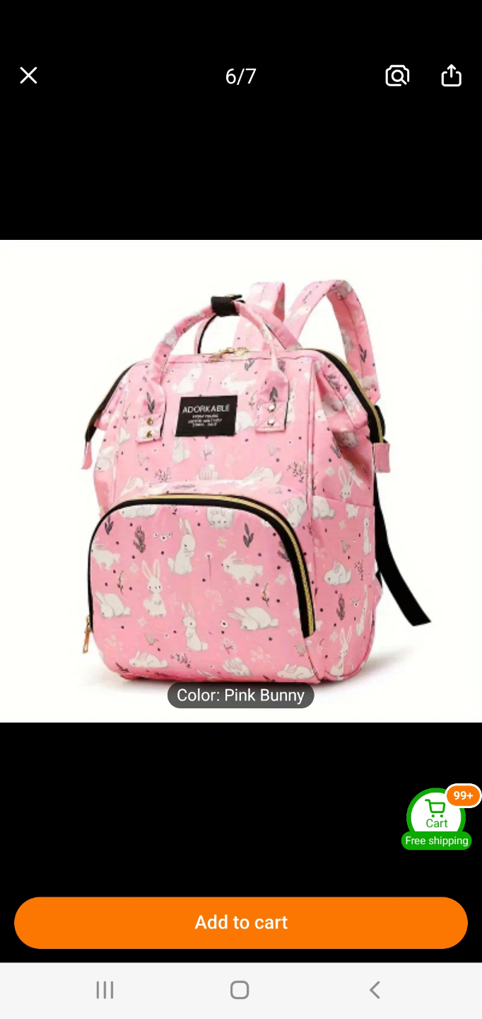 Adorable Pink Bunny Diaper Backpack