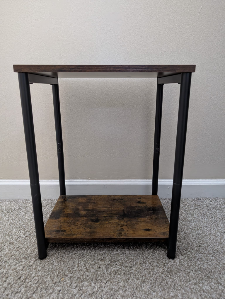 Pair of Rustic Brown End Tables with Black Metal Frame - photo 2