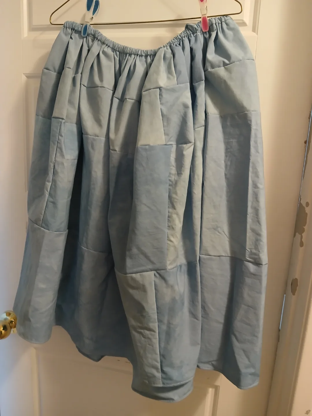 Blue patchwork midi skirt thumbnail