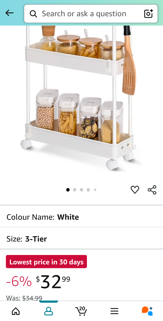 White 3-Tier Rolling Kitchen Cart with Storage - photo 3
