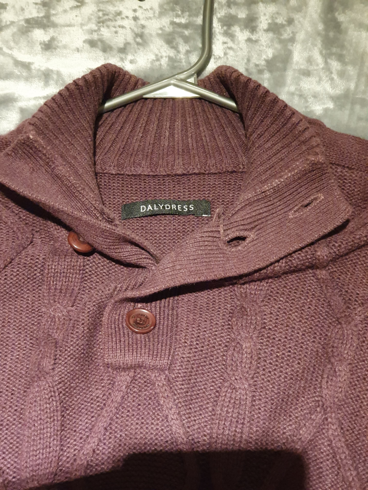 Men's Burgundy Cable Knit Jumper - photo 3