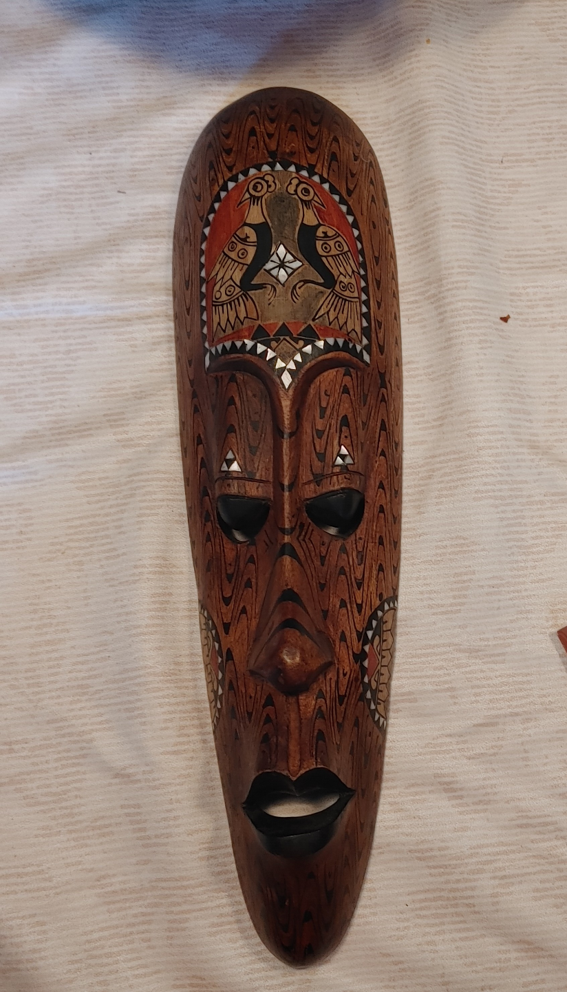 Hand-carved Wooden Mask Wall Decor