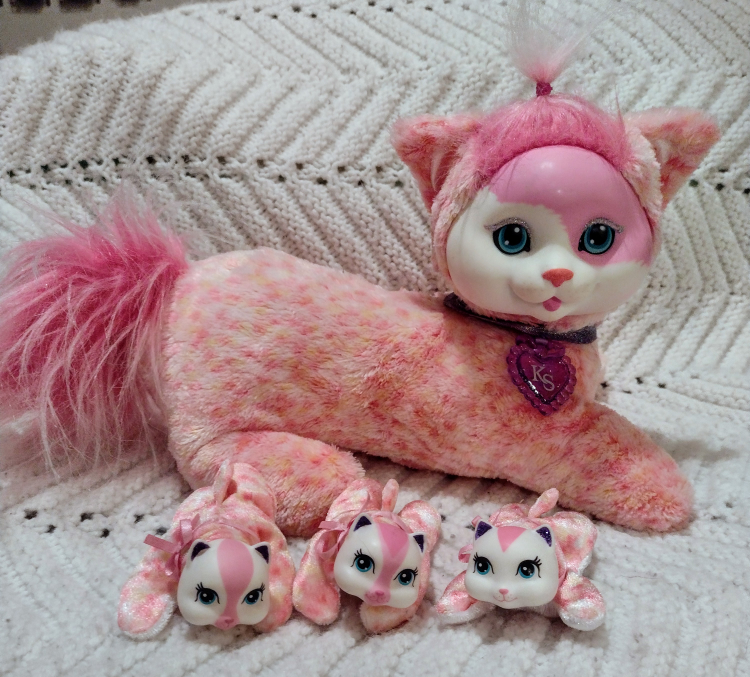 Kitty Surprise 2017 Pink Plush Stuffed Animal Cat w/ 3 Kittens