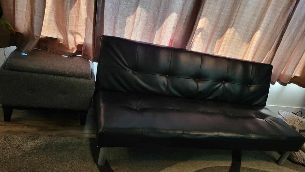 Black Faux Leather Futon - photo 2