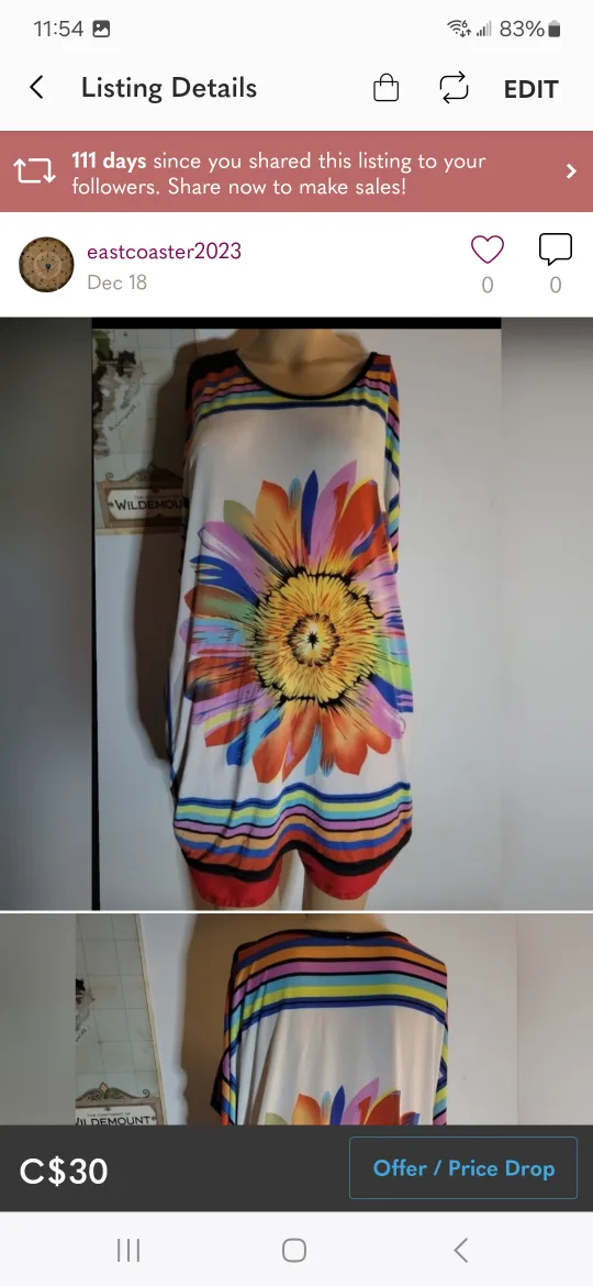 Women's Sunflower Print Coverup thumbnail