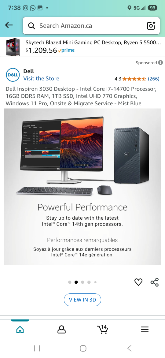 Dell Inspiron 3030 Desktop - Intel Core i7-14700 Processor