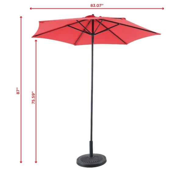 For Living Outdoor/Patio Market Umbrella, Red, 7-ft