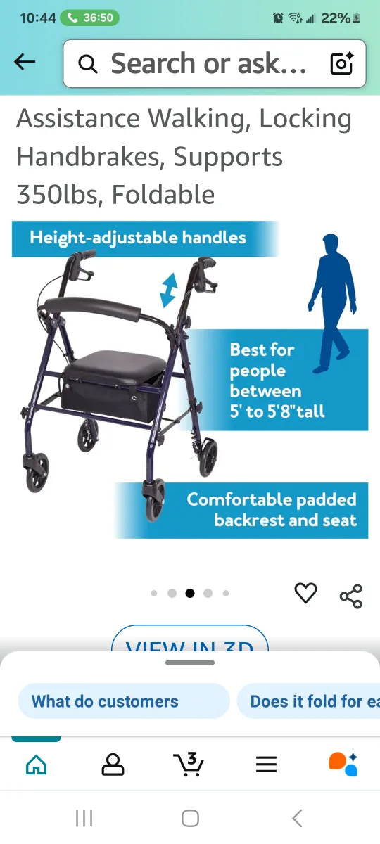 Navy blue Step N' Rest Rolling Walker - Blue, 250lb Support image indicator(4)