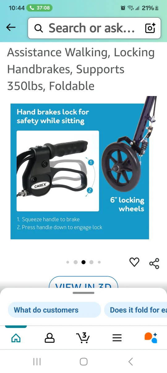 Navy blue Step N' Rest Rolling Walker - Blue, 250lb Support image indicator(6)