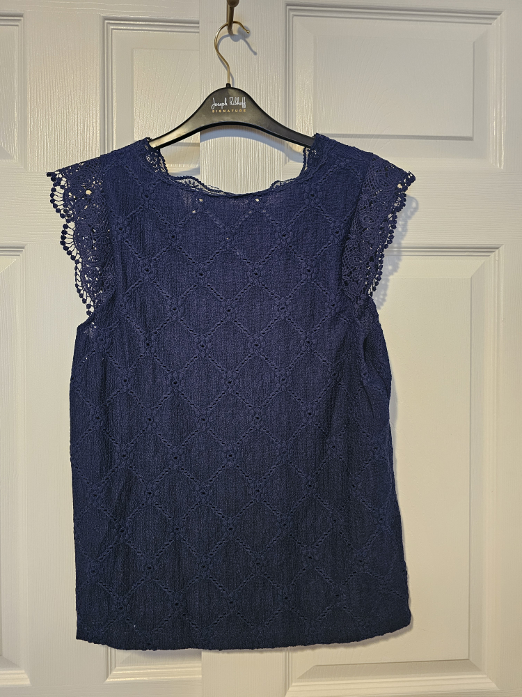 Navy Blue Crochet Detail Sleeveless Top - photo 2