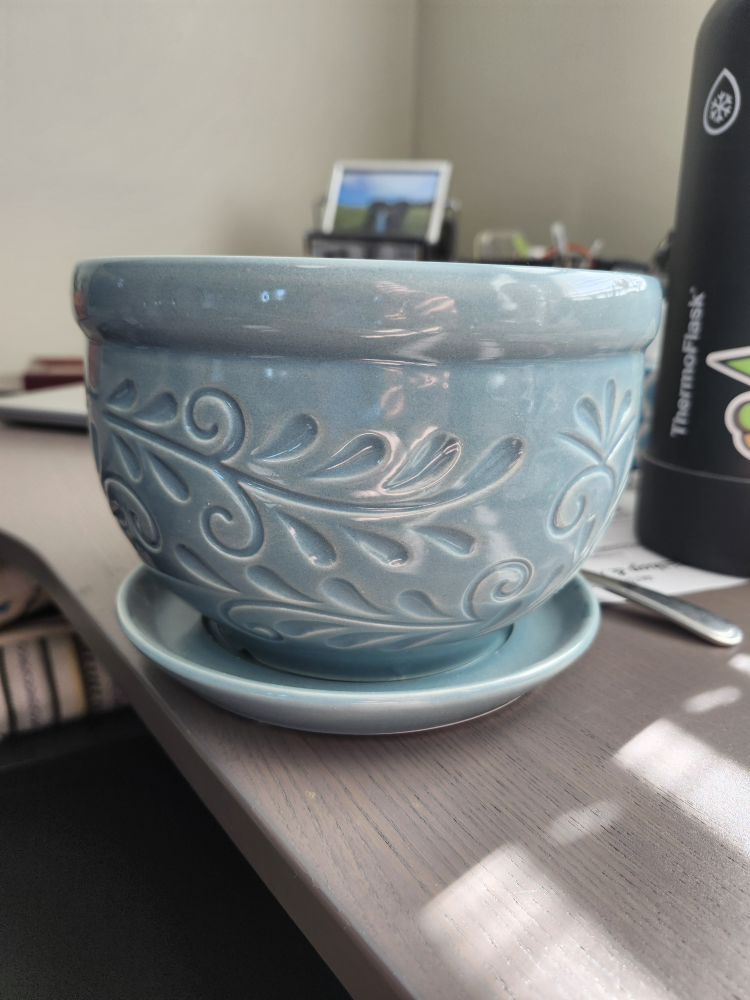Blue Ceramic Planter with Saucer