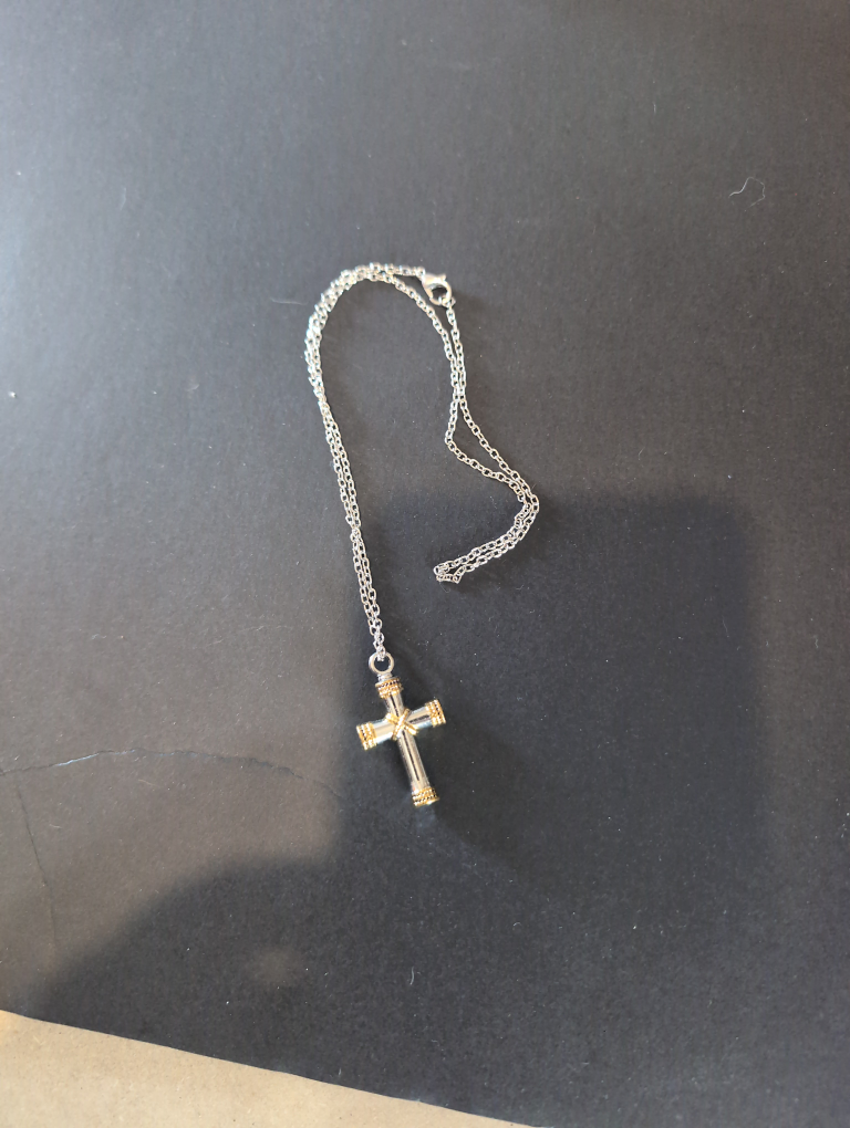 Two-tone Cross Necklace (Cremation ash Necklace) - photo 2
