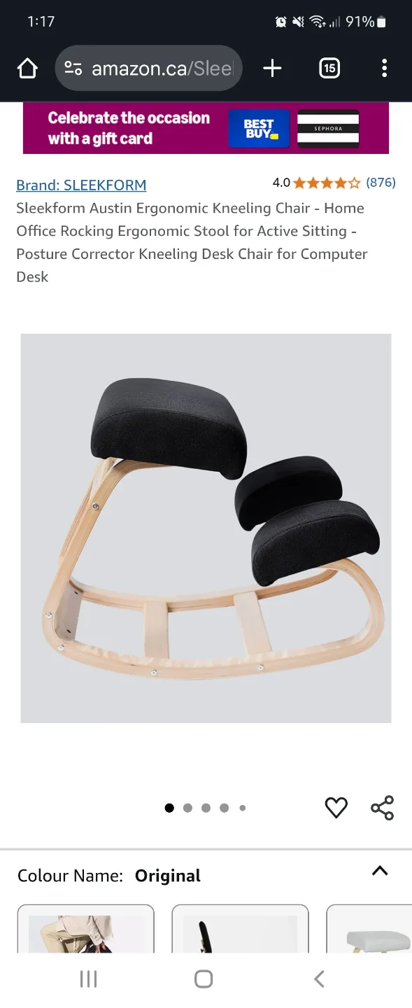 Sleekform Austin Ergonomic Kneeling Chair thumbnail