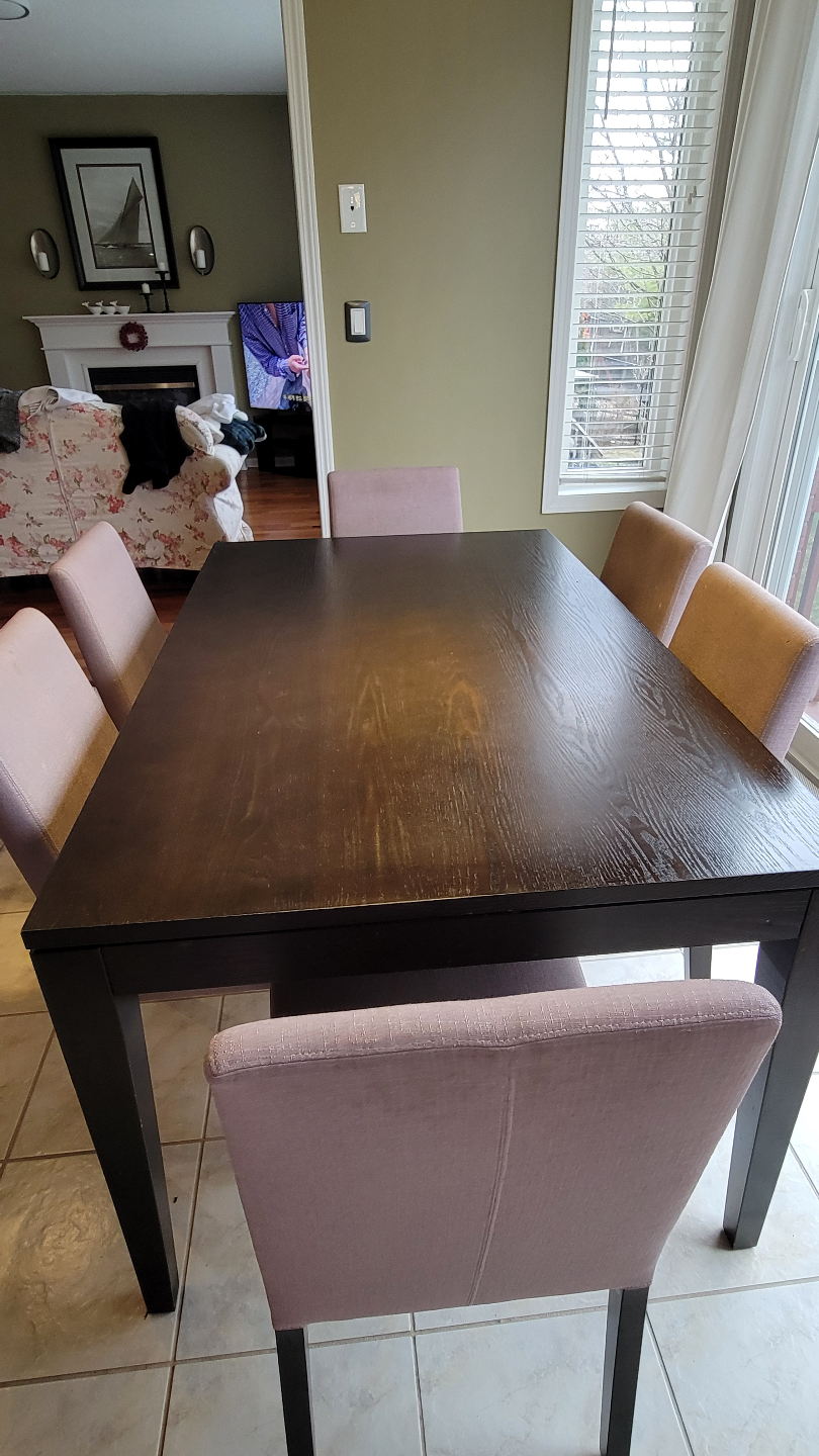 Square Dark Brown Dining Table with Six Chairs - photo 3