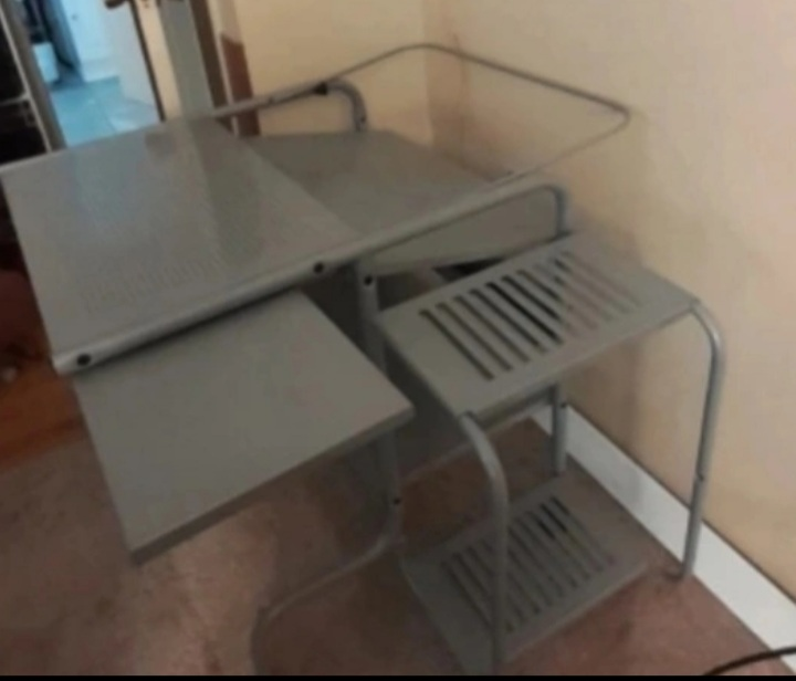 Grey Metal Computer Desk - photo 2