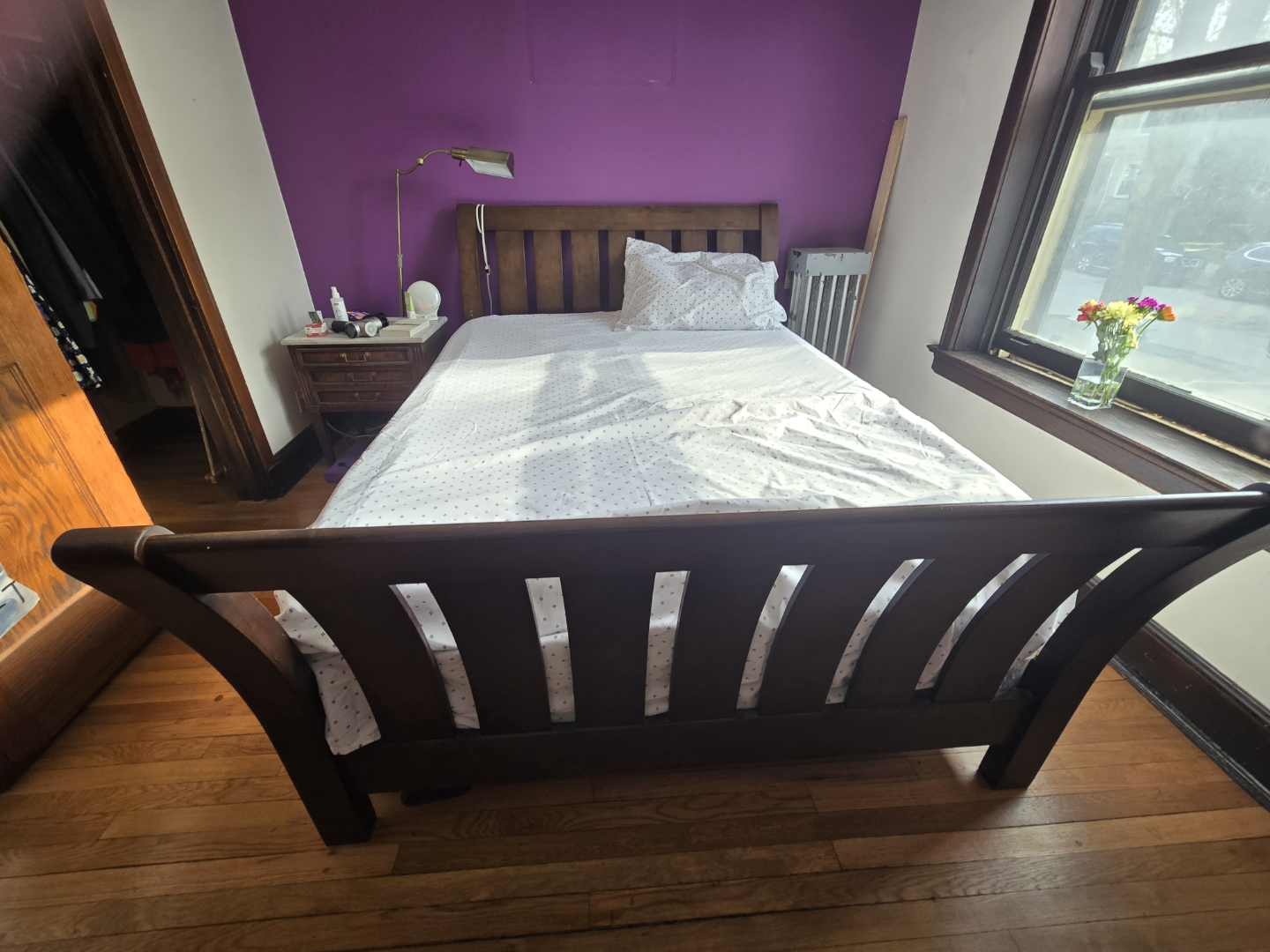 Dark Wood Sleigh Bed Frame