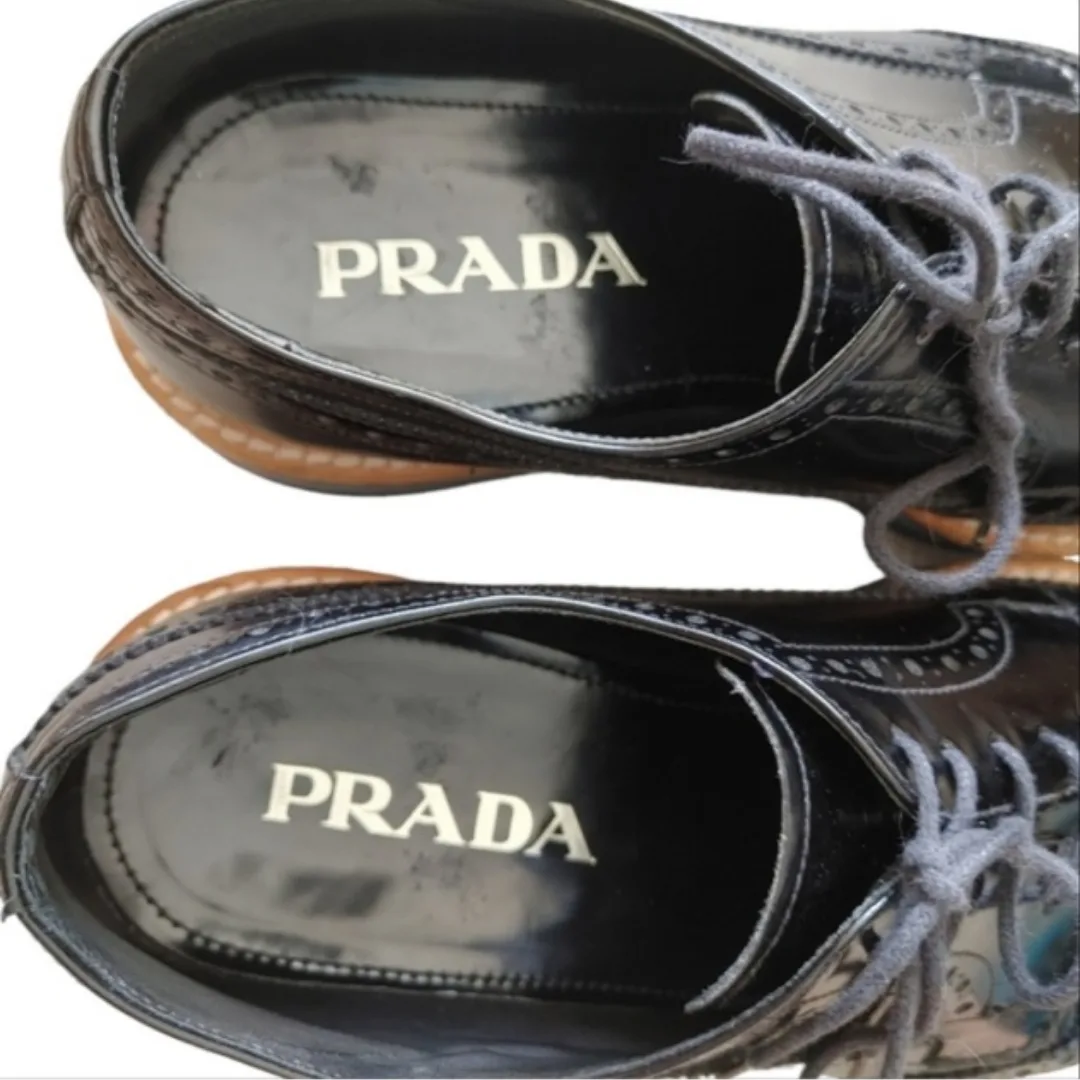 Prada Black Leather Platform Oxfords image indicator(10)