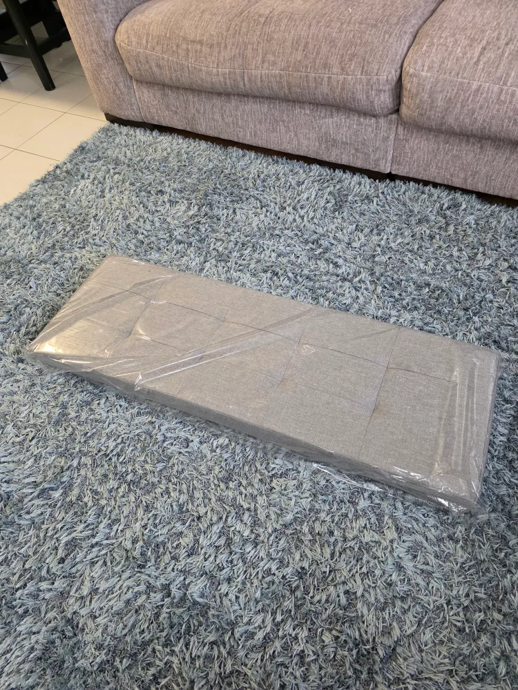 SONGMICS 110cm Folding Storage Ottoman Bench - Light Gray image indicator(9)