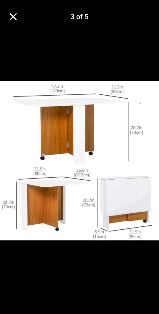 Space-Saving Folding Table with Wheels image indicator(4)