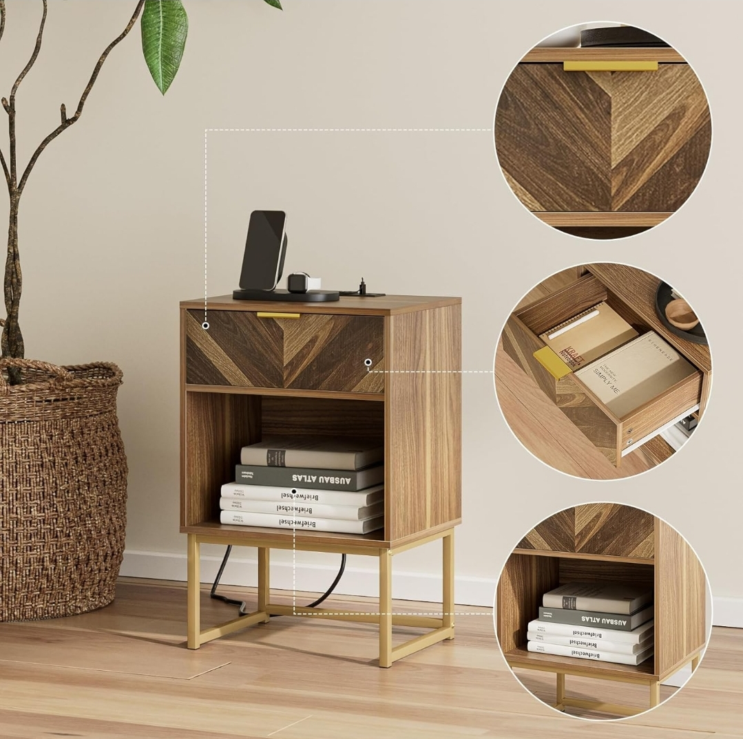 Modern Nightstand with Built-in Outlets and USB Ports - photo 5